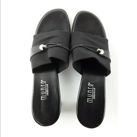 MUNRO AMERICAN Jill Black Wedge Stretch Slides 9.5 - Picture 11 of 12